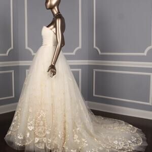 SAREH NOURI Bridal Strapless Ivory Ballgown Wedding Dress IVY Gown Size 10